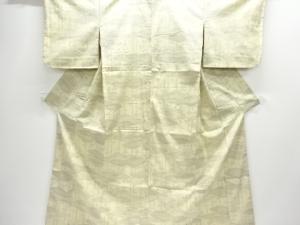 アンティーク　重要無形文化財本場結城紬100亀甲　雲に笹模様織り出し着物